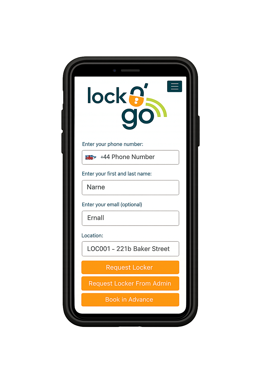 LocknGo mobile access request displayed on a phone